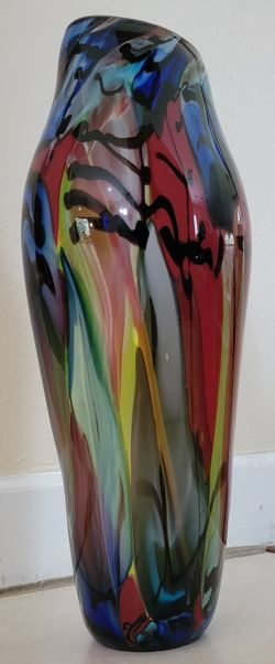 Glass Vase - Abstract Design - Hand Blown - Colors: Multiple