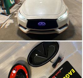 Infiniti Q60 RGB LED Grille Emblem Color Changing Gloss Black 2017-2022