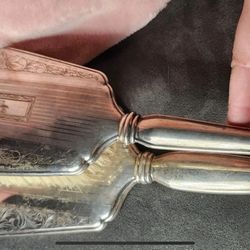 International Sterling Silver Vanity Hand Mirror and Brush Set with Mono