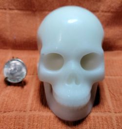 5.0" WHITE JADE Carved Crystal Skull