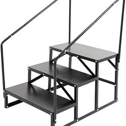 Hot Tub Steps, RV Steps with Handrails, Outdoor Spa Ladder with Handrails, Portable Stairs for 5th Wheel Camper, Camper Steps, Porch, House