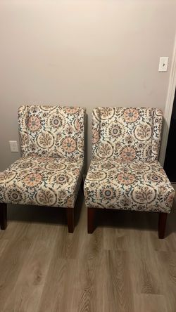 Set of 2 Floral Upholstered Accent Chairs