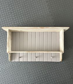 Solid Wood Shelf With Hooks Entryway