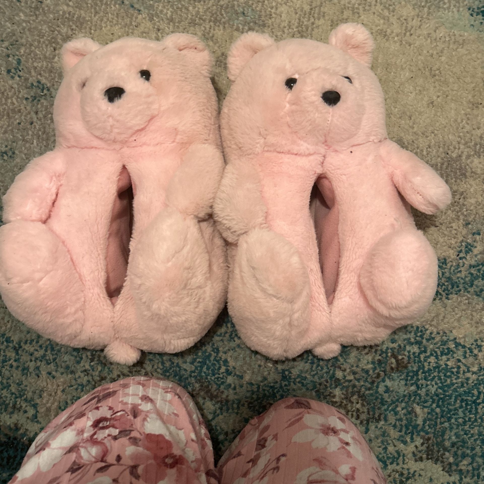 Teddy Bear Slippers Pink 20 Dollars