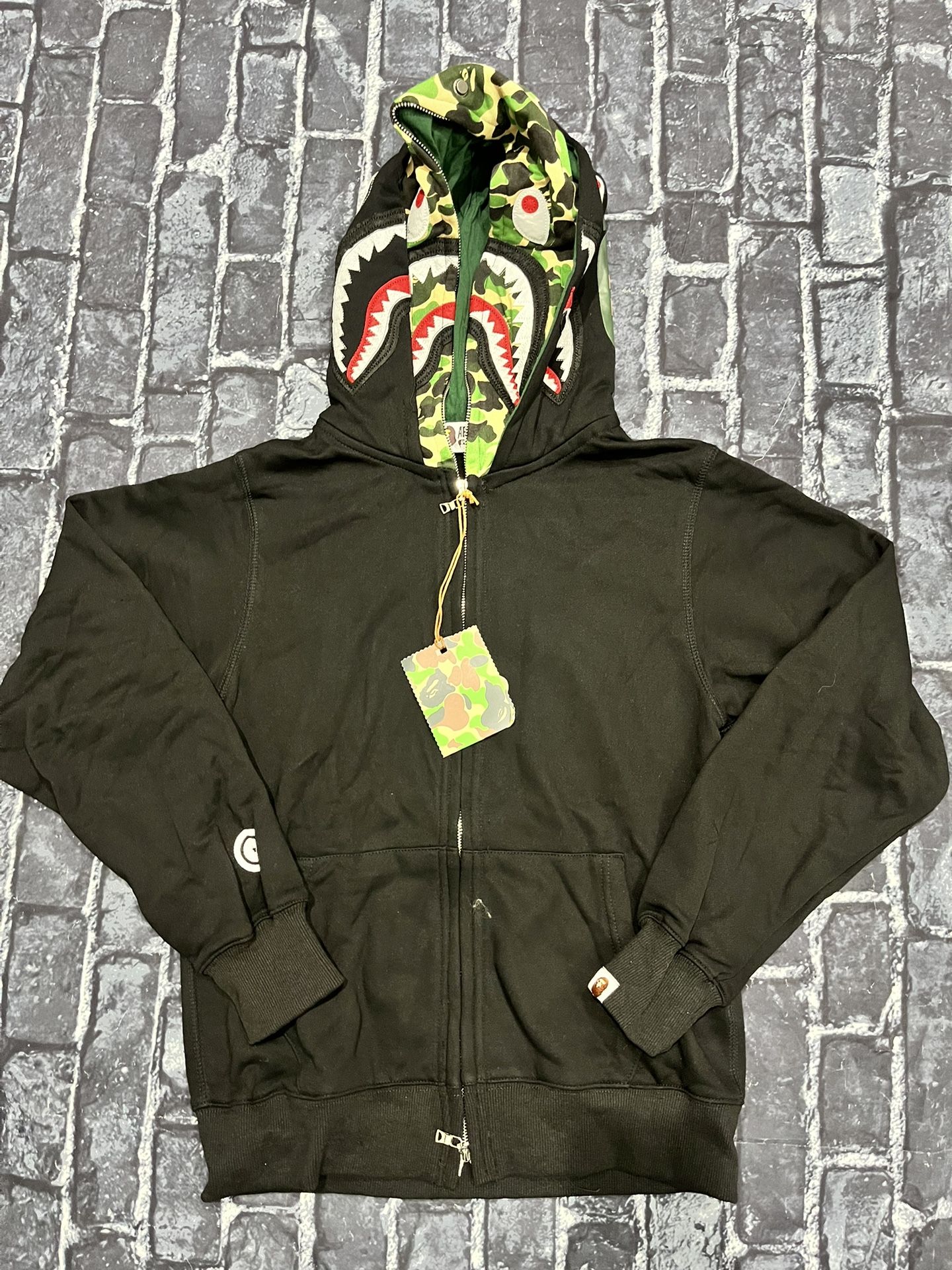 Bape Black double hood zip up jacket