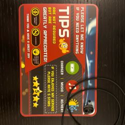 5 Star Ride Share Uber, Lyft Dual Sided Sign For Tips