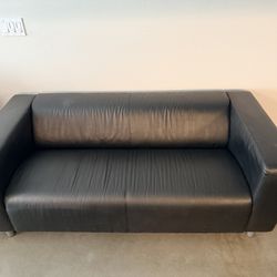 Black Leather Sofa For Sale