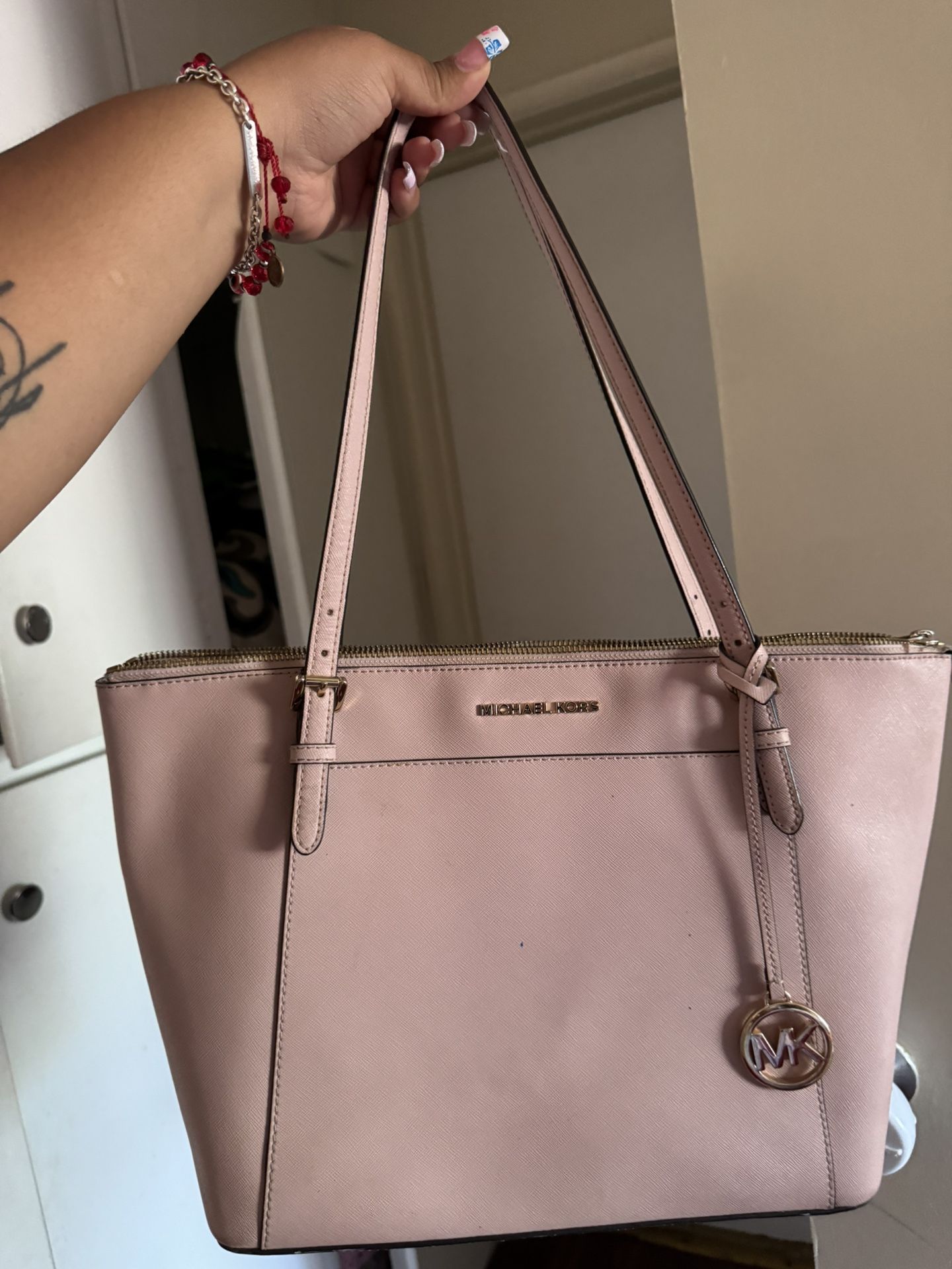 Michael Kors Charlotte Large Saffiano Leather Top-Zip Tote Bag