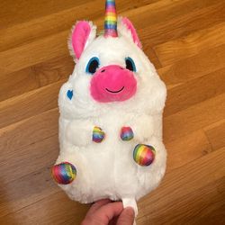 Belly Buddies Unicorn White Rainbow Stuffed Animal Plush Nanco