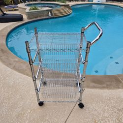 32h 21w 15d Metal Rolling Utility Cart Storage Drawers 3-Tier