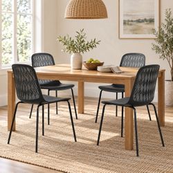Black Dining Chairs Set of 4 - Hollow Back - New