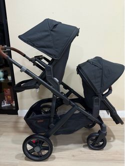 Rare Uppababy vista v3 double stroller Black and brown leather