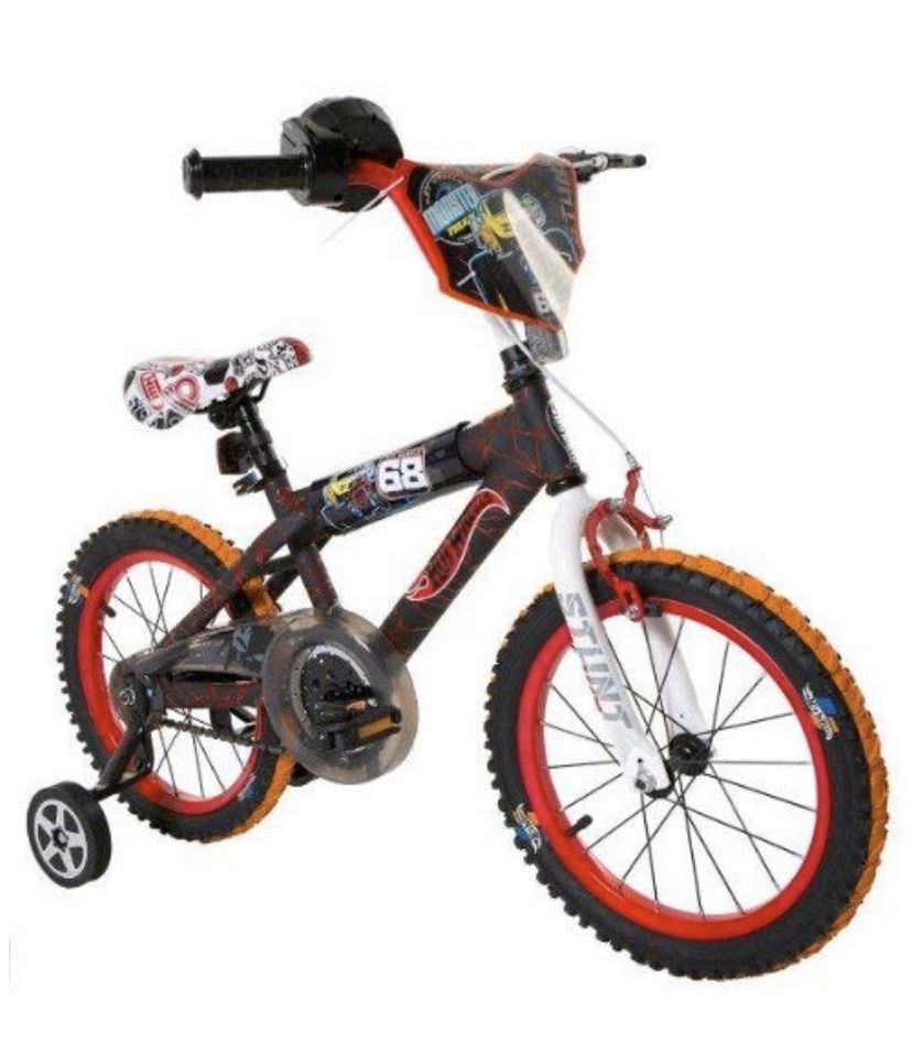 Hot Wheels Dynacraft BMX Street/Dirt Bike with Hand Brake 16"" Black/Red/Orange & Hot Wheels Helmet