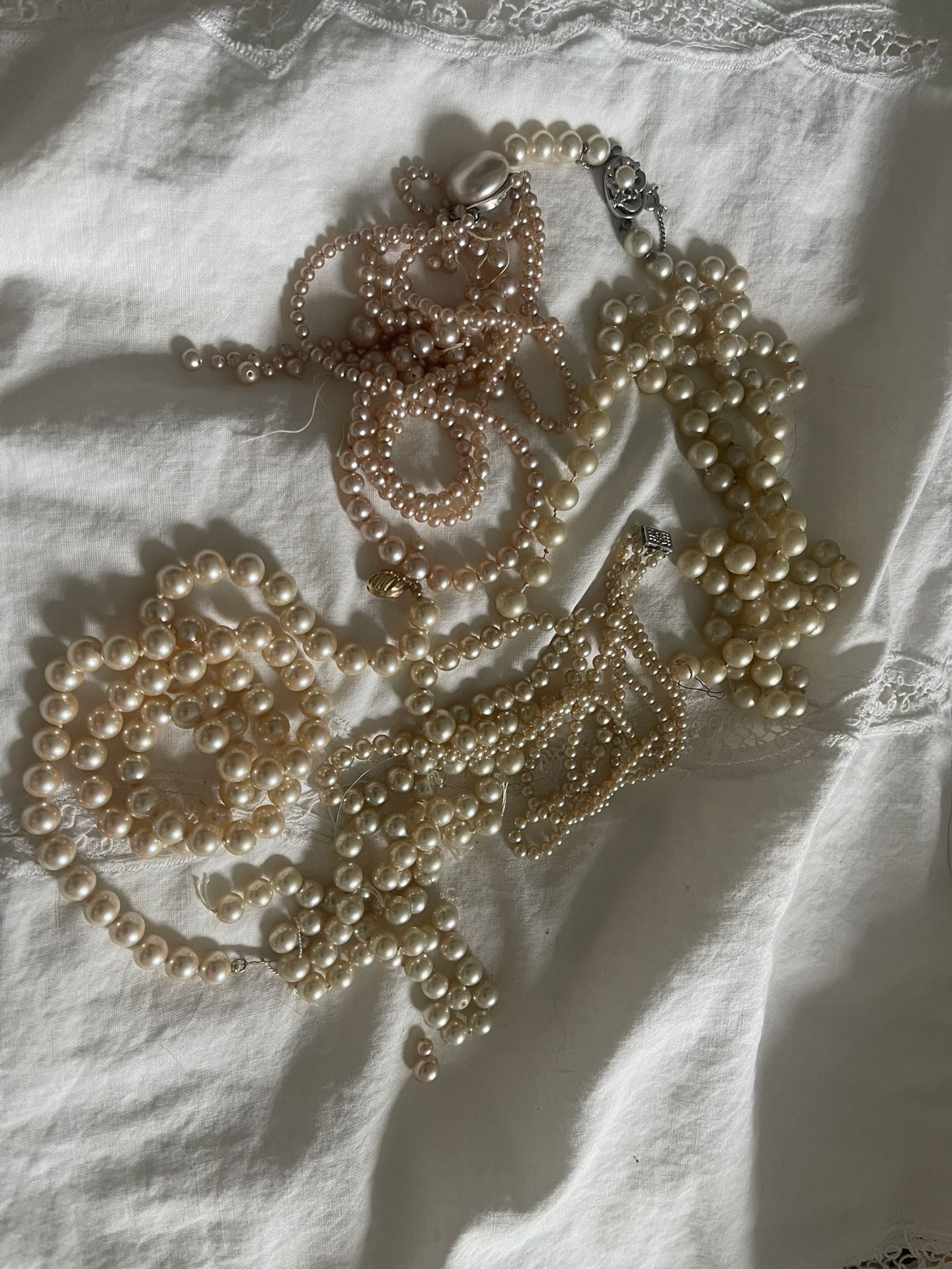 Large Lot Vintage Faux Pearls For Repurpose