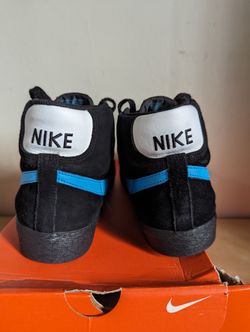 Nike Blazer High Black Vivid Blue Suede Sneakers 316664-041  display picture 1
