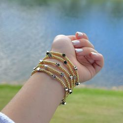 Fashion Statement Modern Bracelet STELLINA G & S for Women and Teen Girls. Vacation, Summer Accessories and Gift Ideas with Gold and Silver Jewelry
