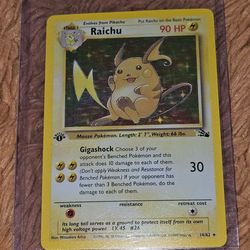 1st edition fossil Raichu Holo NM