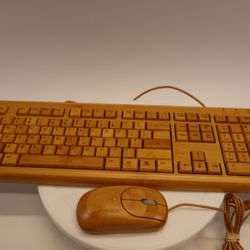 Handmade Bamboo Wired Multimedia Mouse and Keyboard With Box