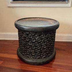 Carved Wood  African Side Table