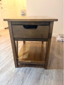 Rustic Wood End Table with Drawer