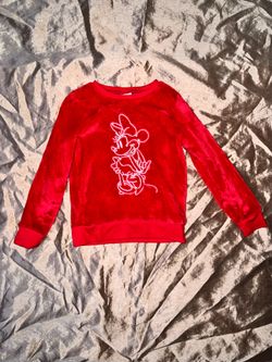 Disney Minnie Mouse Toddler Girls size 6 Red Soft Faux Fur Holiday Sweatshirt pu