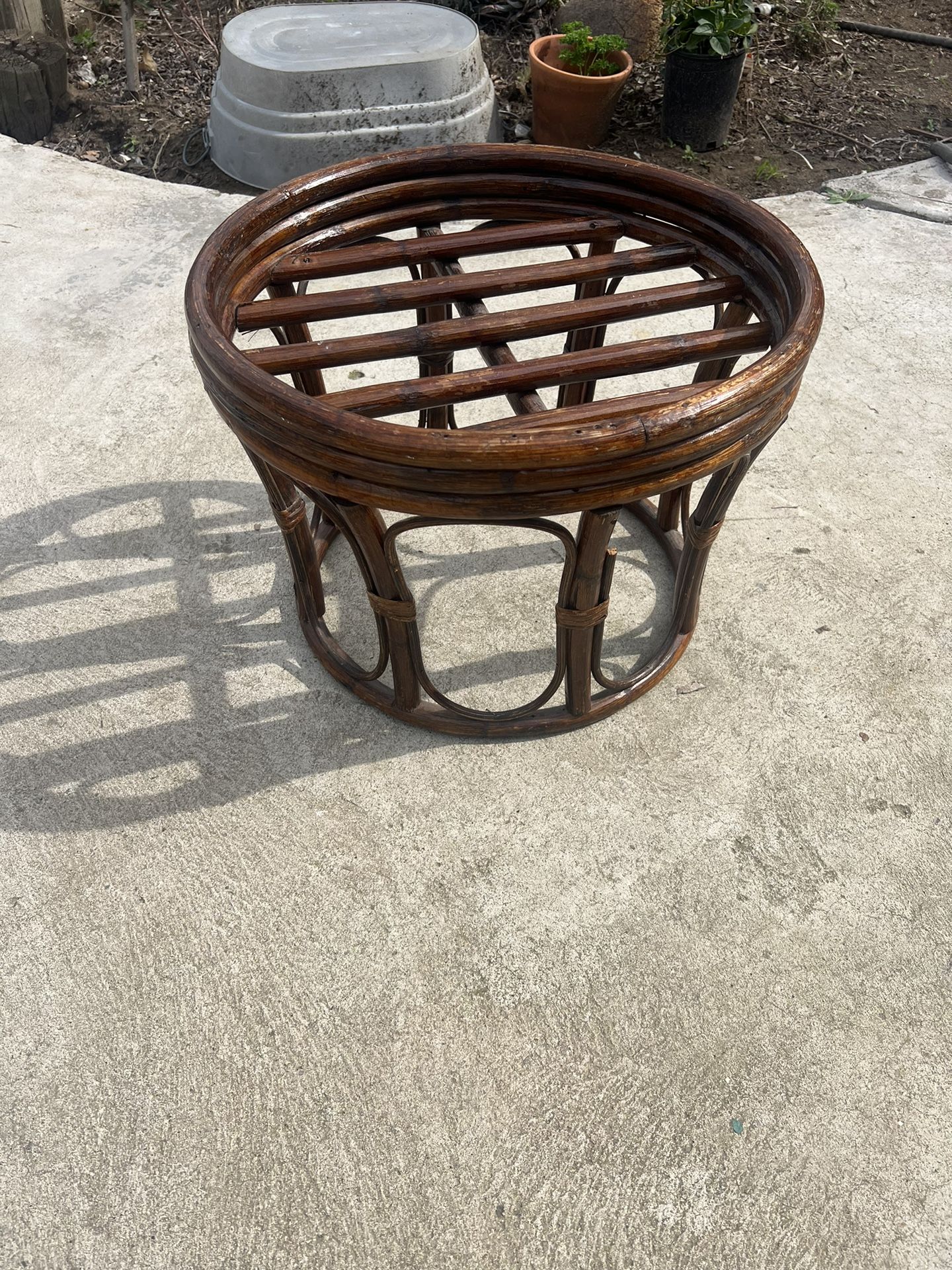 Vintage French Bamboo Stool Cane Side Table Chair Mid Century Boho Decor Display/ French Studio Vintage