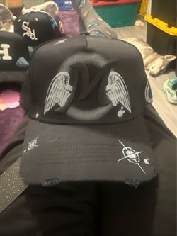 Black Trucker Hat with Wing Embroidery