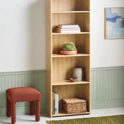 5-Shelf Bookcase Natural Wood