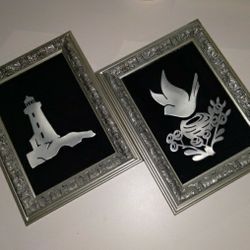 2 Vintage Framed Pewter Art Pieces 