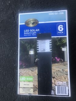 Hampton Bay Solar Black Outdoor Integrated LED Landscape Plastic Square Bollard (6-Pack) Has