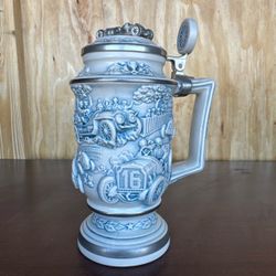 Vintage Ceramic Beer Stein with Hinged Lid