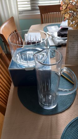 Block Crystal Bowl and water pitcher