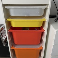 2 IKEA TROFAST Toy Storage Units with Multicolor Bins