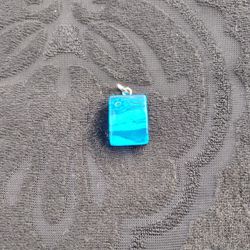 Blue Murano Glass Pendant With Flower Inlay