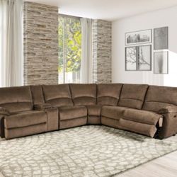 Brown Sectional With Power Reclining Seats