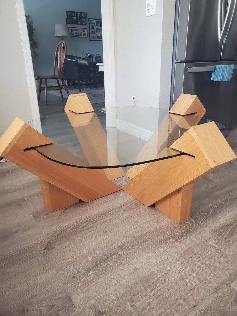 Modern Glass & Wood Coffee Table