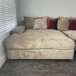 2pc Oversized Sectional - Feather Down - Plush Fabric - Accent Pillows - 147”Lx68D