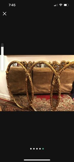 Vintage Oval Huge Gold Triple Wall Mirror 