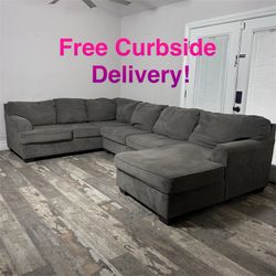 Free Curbside Delivery! Large Grey Sectional Couch