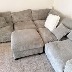 Corduroy Couch With Ottoman 