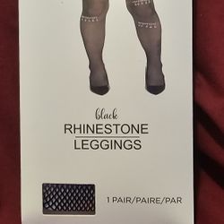 Black Rhinestone Leggings Size Adult +