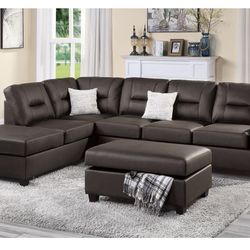 Brown Sectional Sofa With Ottoman 