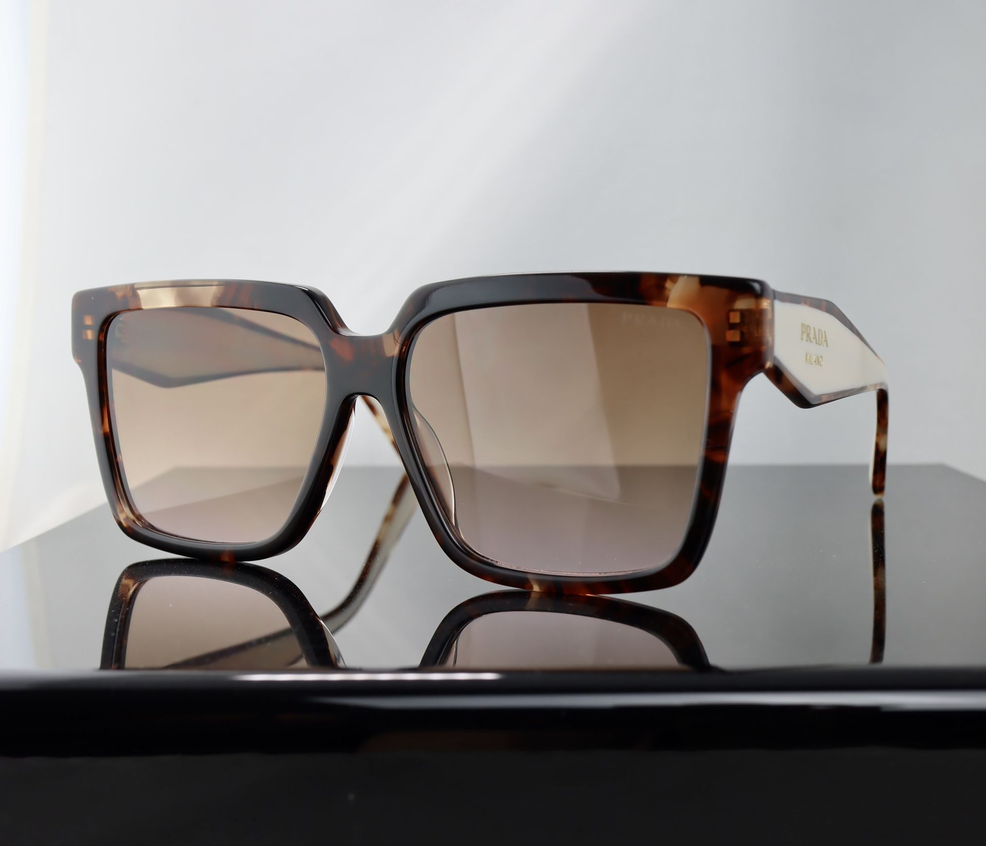 Prada Oversized Square Sunglasses in Powder and Tortoise