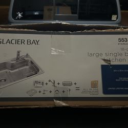 Brand New Glacier Bay 18-Gauge Large Single Bowl Kitchen Sink – $140