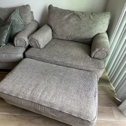 Gray Oversized Chair & Ottoman
