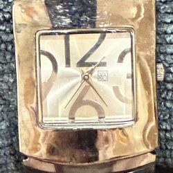 NYC Silver Tone Dial Square Case Bangle Hinge Bracelet Band Watch 6” Not Tested