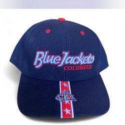This is a vintage Columbus Blue Jackets Twins Enterprise strapback cap hat. #NHL