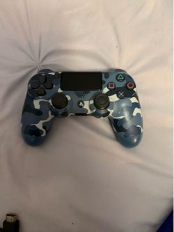 ps4 customize blue ,gold, controller , head set, wires.