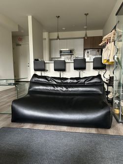 Urban Outfitters Black Leather Bean Bag Couch