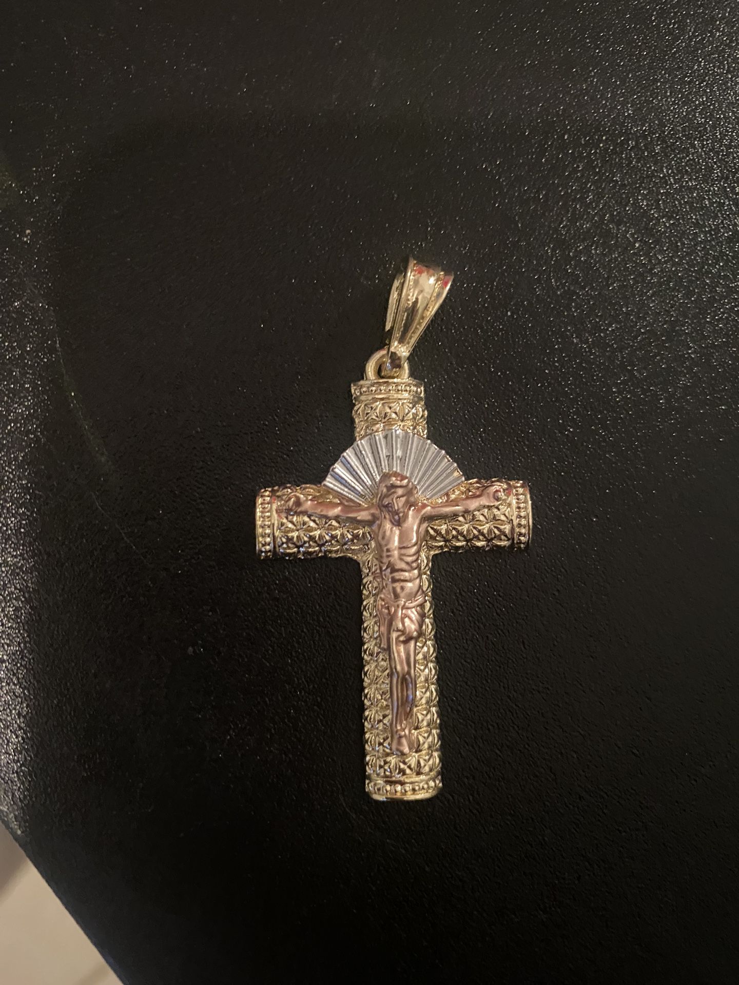 Gold plated tricolor cross pendant